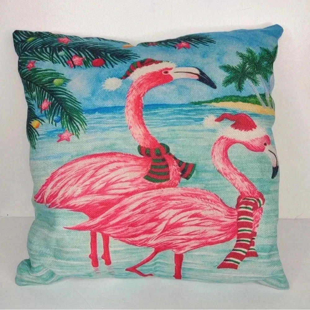 Flamingo Holiday Pillow